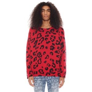 Cult of Individuality Red and Black Leopard Sweater